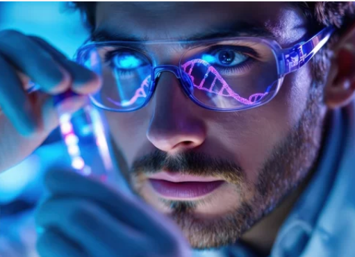 biólogo molecular examinando o DNA